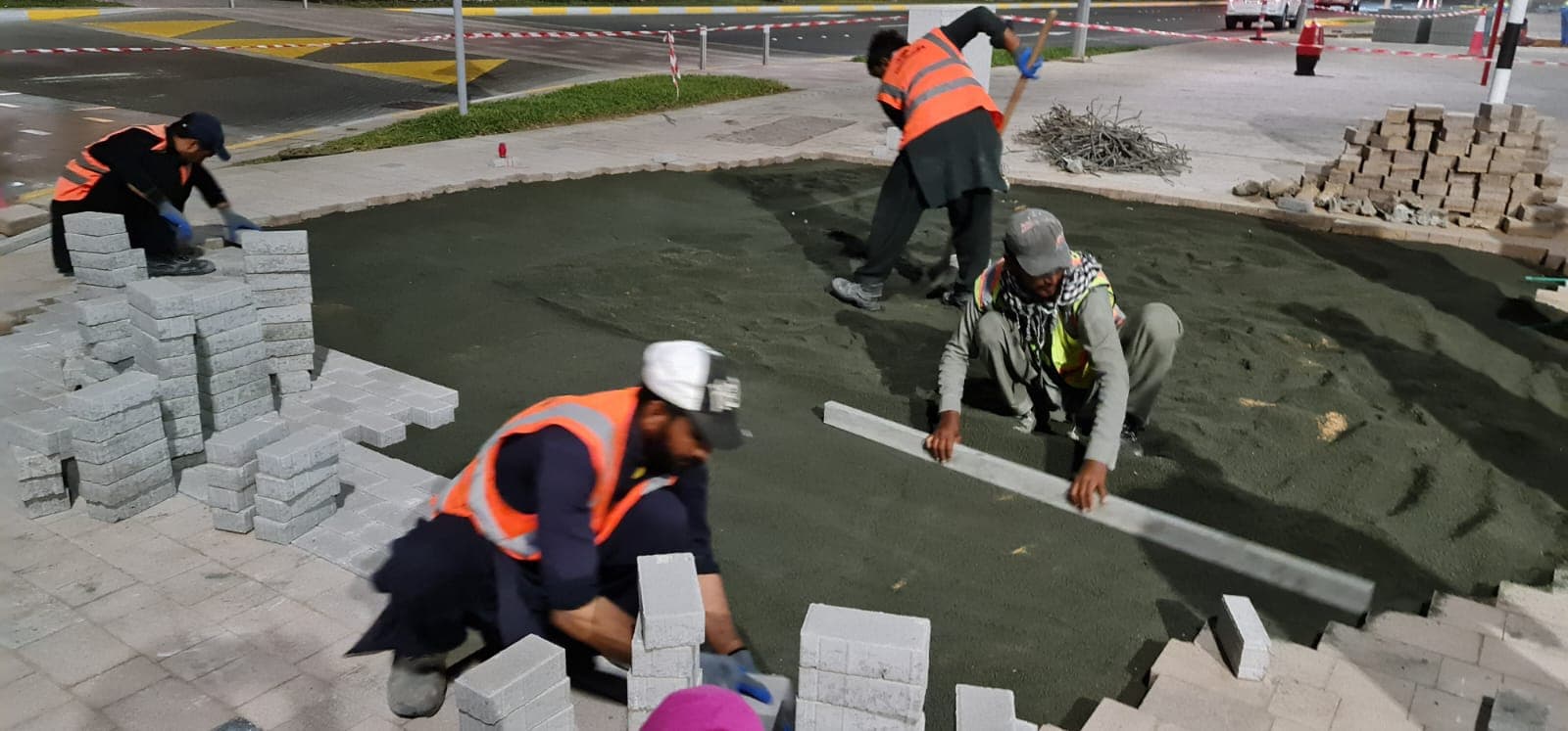Interlock paving and kerbstone installation in Qatar by CPC Qatar